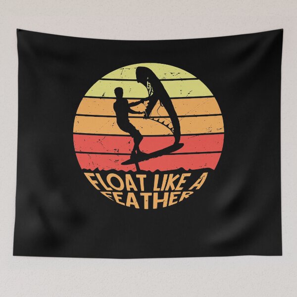 Item preview, Float like a Feather Vintage Retro Wing Foil Wing Surf Wingfoiler Wingsurfer designed and sold by LumbardaDesigns.