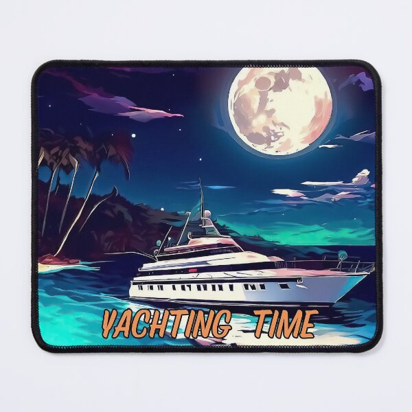 Item preview, Yachting time yacht anchored by the tropical beach at night designed and sold by TomFrontierArt.