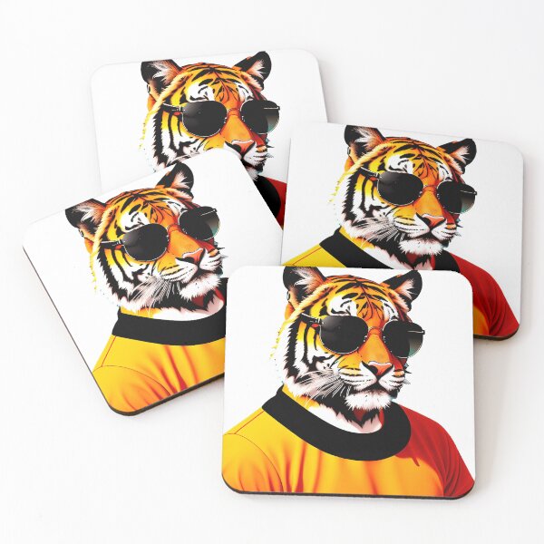 Item preview, Cool tiger in sunglasses wearing a t-shirt. Vibrant colors designed and sold by Harmonysens.