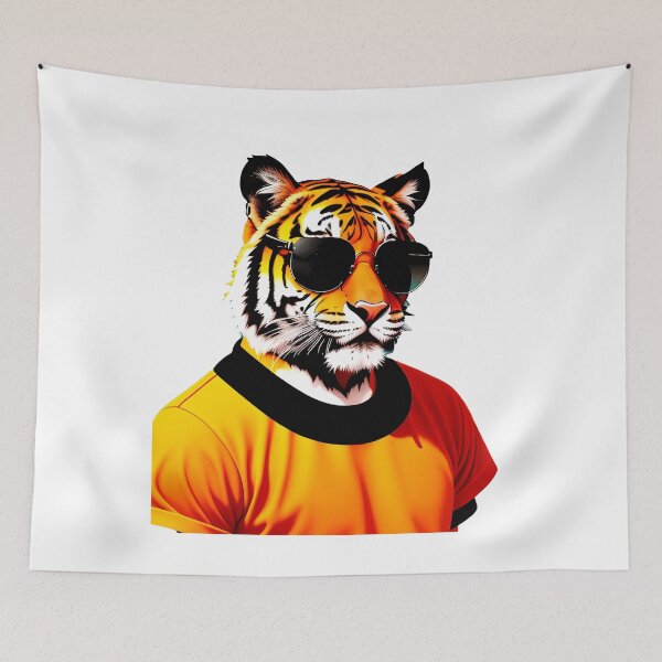 Item preview, Cool tiger in sunglasses wearing a t-shirt. Vibrant colors designed and sold by Harmonysens.