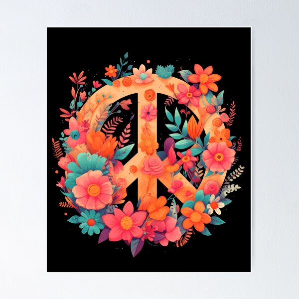Item preview, Peace Sign World Love Flowers Hippie Groovy Vibes Colorful designed and sold by farhanhafeez.