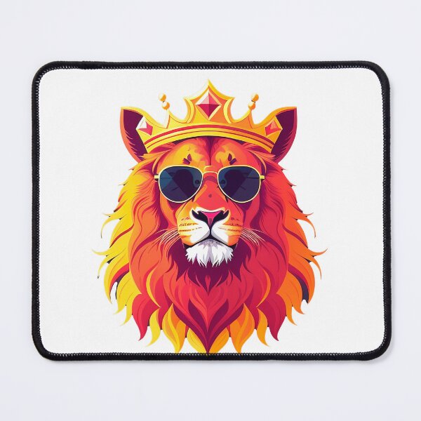 Item preview, Cool lion personage in sunglasses wearing a crown. Vibrant colors designed and sold by Harmonysens.