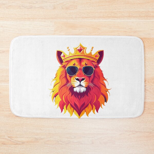 Item preview, Cool lion personage in sunglasses wearing a crown. Vibrant colors designed and sold by Harmonysens.
