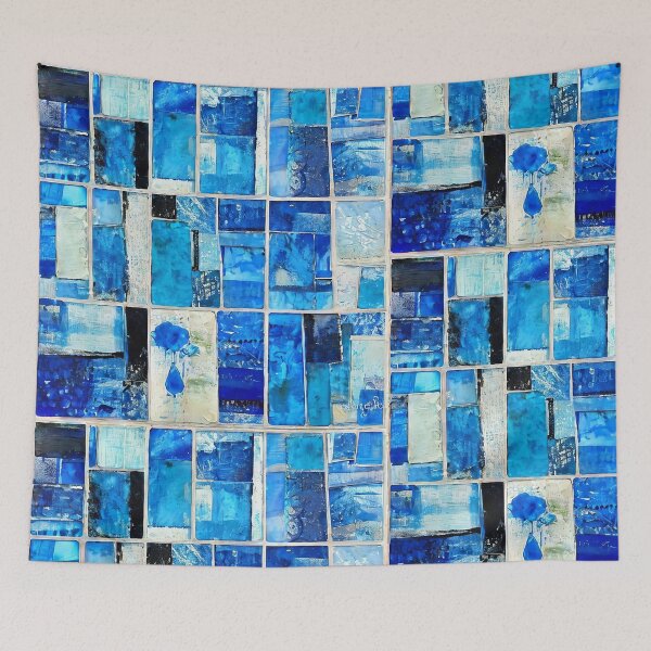 Item preview, Vibrant retro blue rectangle pattern designed and sold by ArtistaCats.