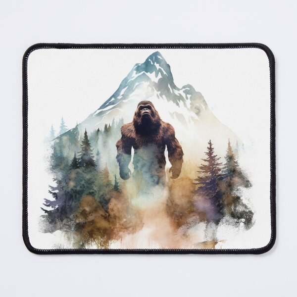 Item preview, Bigfoot in Watercolor with Mountain and Pine Trees designed and sold by redstar19.