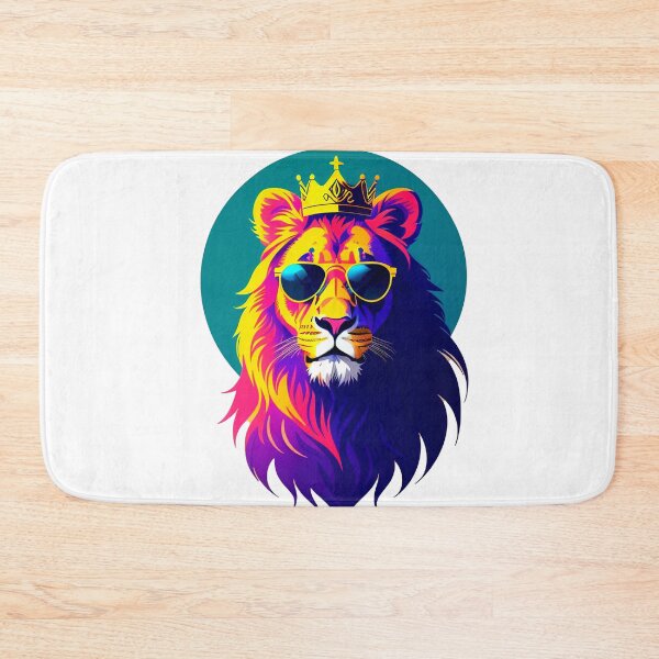 Item preview, Cool lion personage in sunglasses wearing a crown. Vibrant colors designed and sold by Harmonysens.