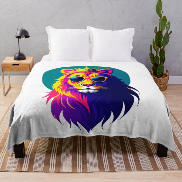 Item preview, Cool lion personage in sunglasses wearing a crown. Vibrant colors designed and sold by Harmonysens.