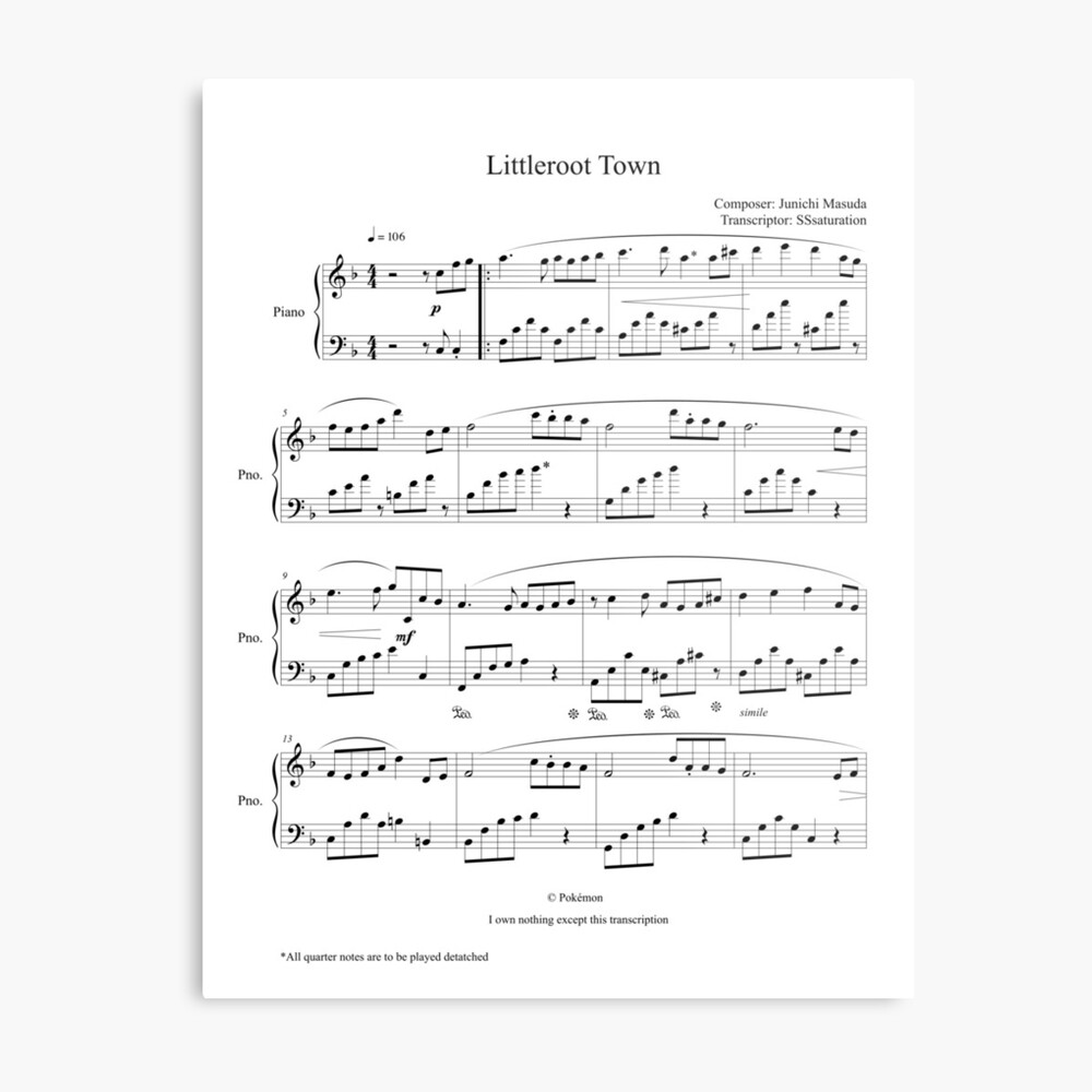 Littleroot Town Sheet Music Prints Canvas Print By Chulwo Redbubble