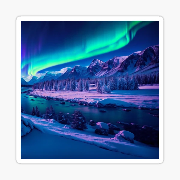 Aurora Borealis Landscapes with Snowy Mountains in the