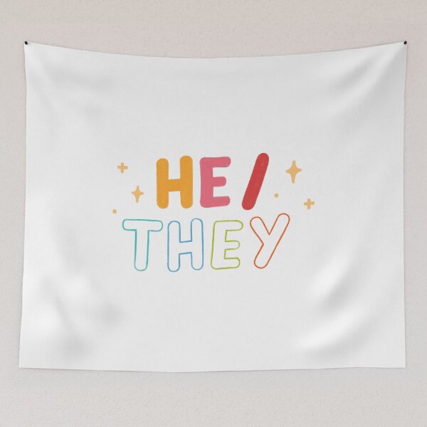 Item preview, He they pronouns pronoun badge/sticker He/They His Non binary trans pride lgbtq designed and sold by emcazalet.