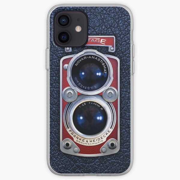 Cámara Vintage con lente doble ROJA Funda blanda para iPhone