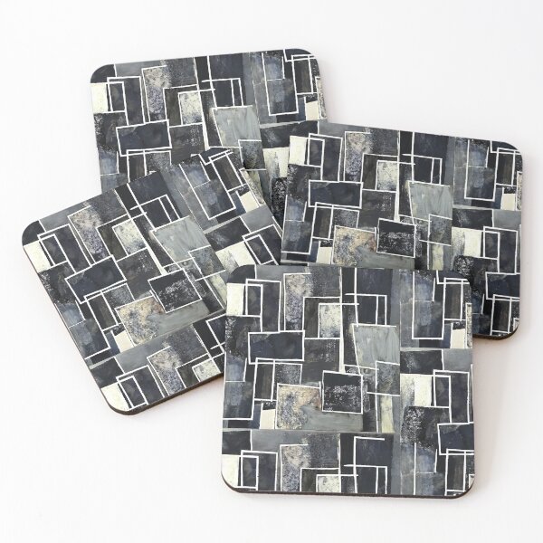 Item preview, Retro Abstract shades of black rectangles pattern. designed and sold by ArtistaCats.