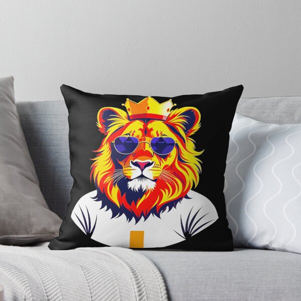 Item preview, Cool lion personage in sunglasses wearing a crown and t-shirt. Vibrant colors designed and sold by Harmonysens.