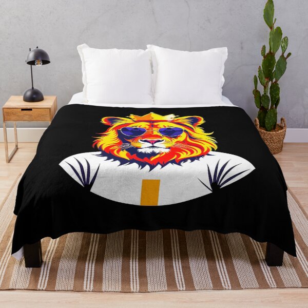 Item preview, Cool lion personage in sunglasses wearing a crown and t-shirt. Vibrant colors designed and sold by Harmonysens.