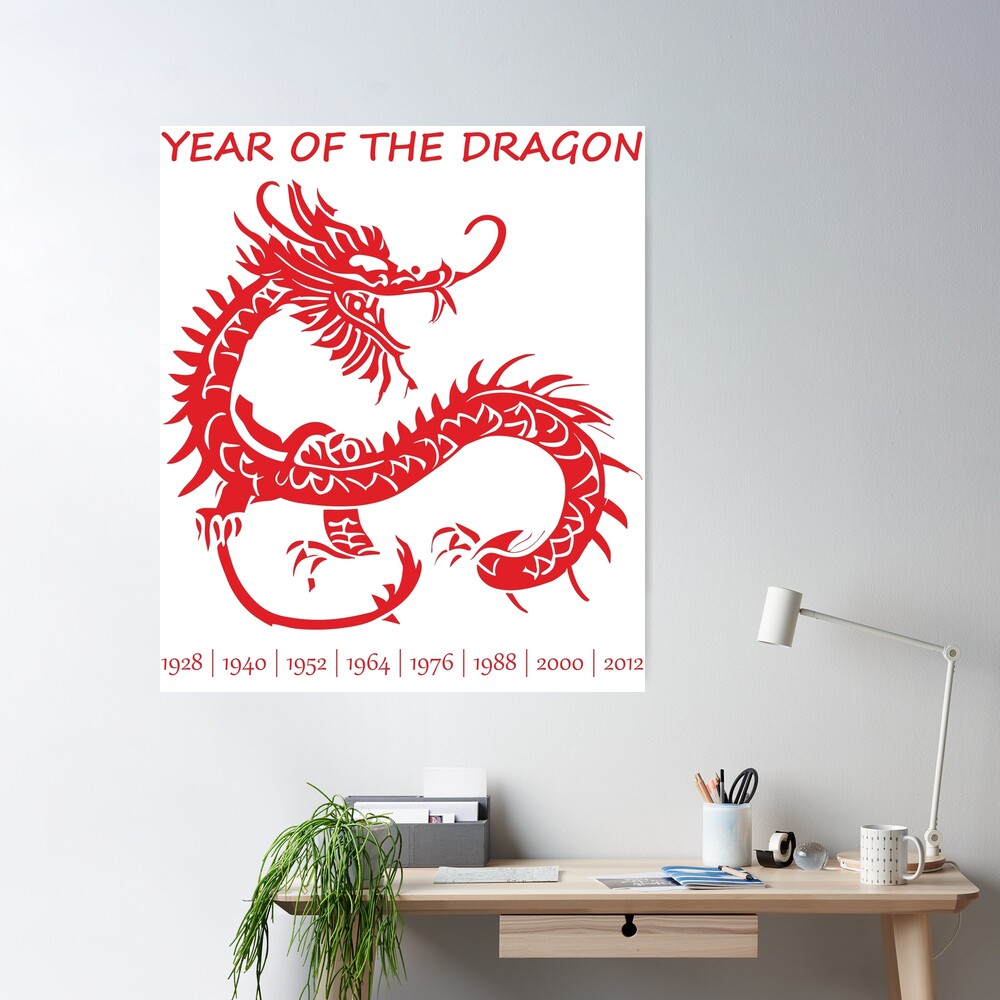 Acheter 1 Pair Cardboard Year of Dragon Door Stickers Cartoon Zodiac Dragon  Wall Decals DIY