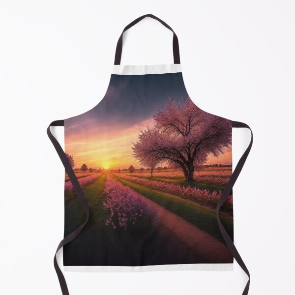 Item preview, Cherry Orchard Landscapes with a Sunset or Sunrise in the Background, Creating a Warm and Inviting Atmosphere in the Scene, Ai Generated Art designed and sold by AiGens.