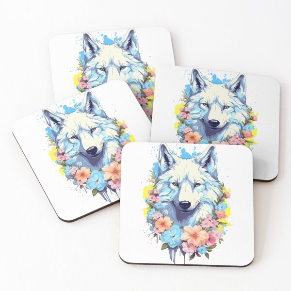 Item preview, White Wolf  With Flowers designed and sold by PurpleStory.