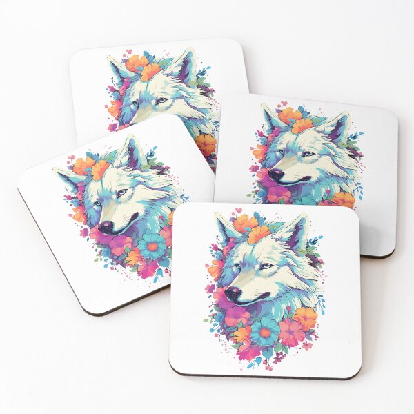 Item preview, White Wolf Look Side With Flowers designed and sold by PurpleStory.