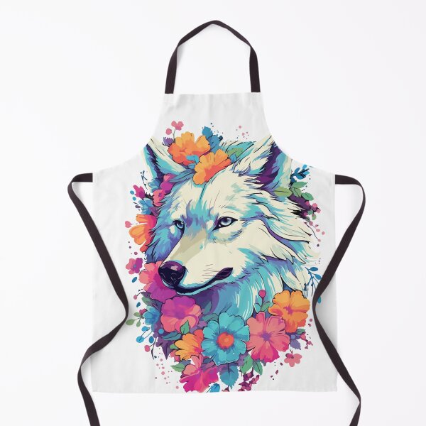 Item preview, White Wolf Look Side With Flowers designed and sold by PurpleStory.