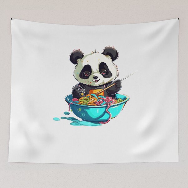 Item preview, Adorable Panda Eating Noodles designed and sold by RetroPrints.