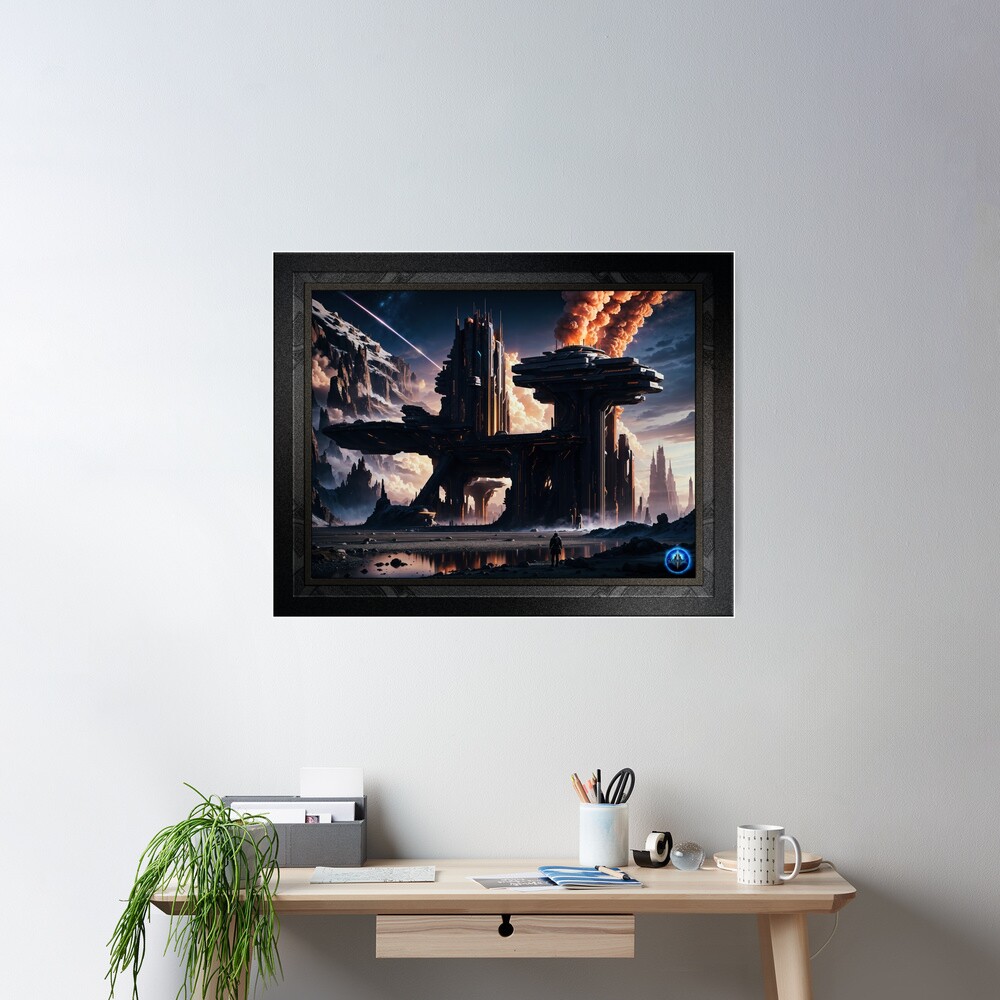 Capistan Outpost On Tepran Twelve AI Concept Art מאת Xzendor7 - הישג מדהים של הנדסה 2 Capistan Outpost On Tepran Twelve Sci-Fantasy AI Concept Art by Xzendor7 Sci-Fi Wall Decor Poster