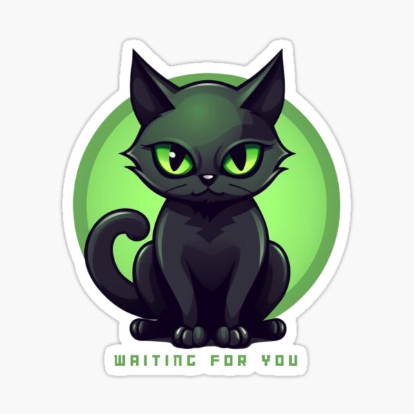 Cute cartoon black cat sticker