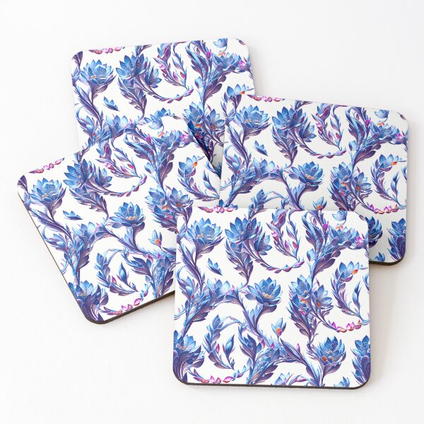 Item preview, Blue abstract ethnic seamless floral pattern designed and sold by YPSimon.
