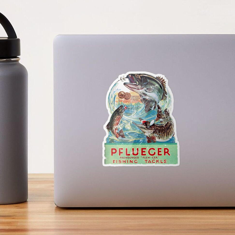 Pflueger Fishing Sticker for Sale by Retrorockit