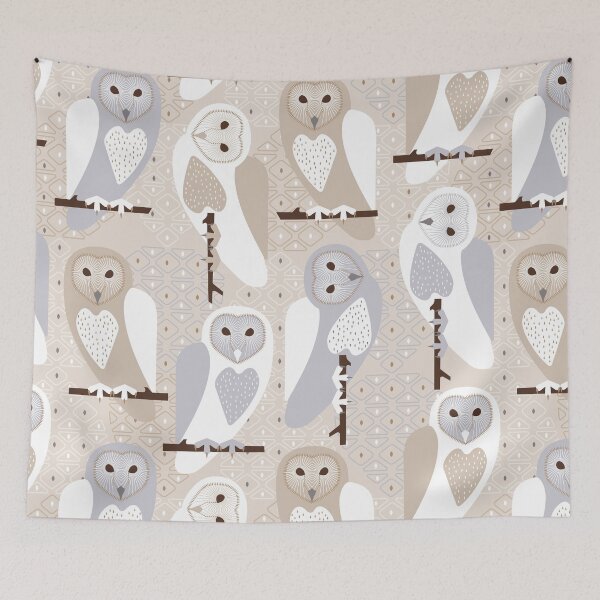 Item preview, Owls pattern in pastel shades. designed and sold by seredovandesign.