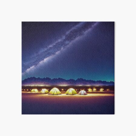 Item preview, Salt Flats Landscapes with a Group of Travelers Camping Under the Starry Night Sky, Enjoying the Quiet and Peaceful Solitude of the Desert, Ai Generated Art designed and sold by AiGens.
