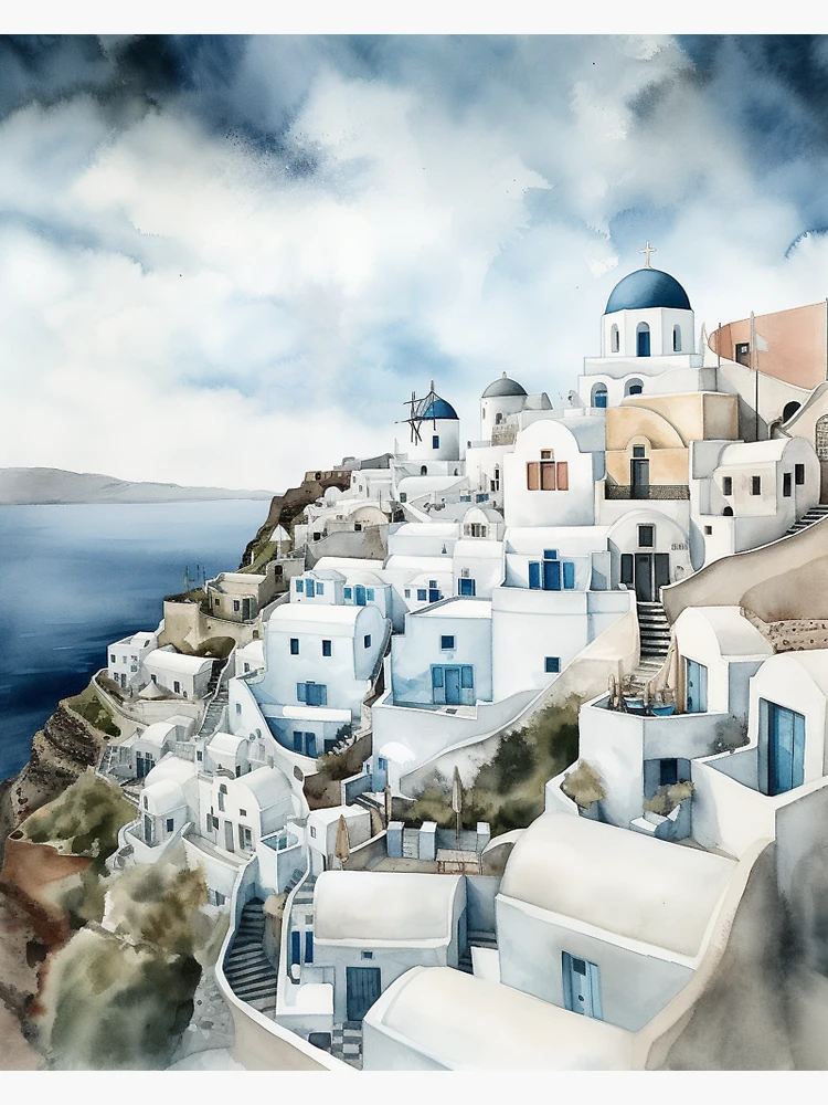 Oia, Santorini 1 (Watercolor) Postcard