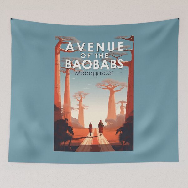 Item preview, Avenue of the Baobabs Madagascar Travel Art Vintage designed and sold by KrisSidDesigns.
