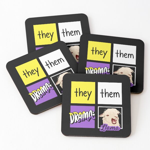 Item preview, Drama Llama Nonbinary Flag Squares They Them Pronouns designed and sold by ontrendshirts.
