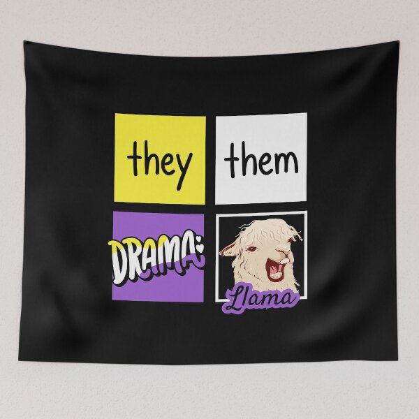 Item preview, Drama Llama Nonbinary Flag Squares They Them Pronouns designed and sold by ontrendshirts.