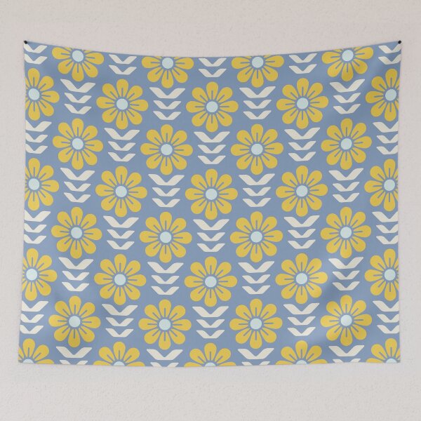 Item preview, KF 0030 F - Retro Vintage Daisy Flowers Minimalist 70s Modern Geometric Floral Pattern designed and sold by KhakiFinch.