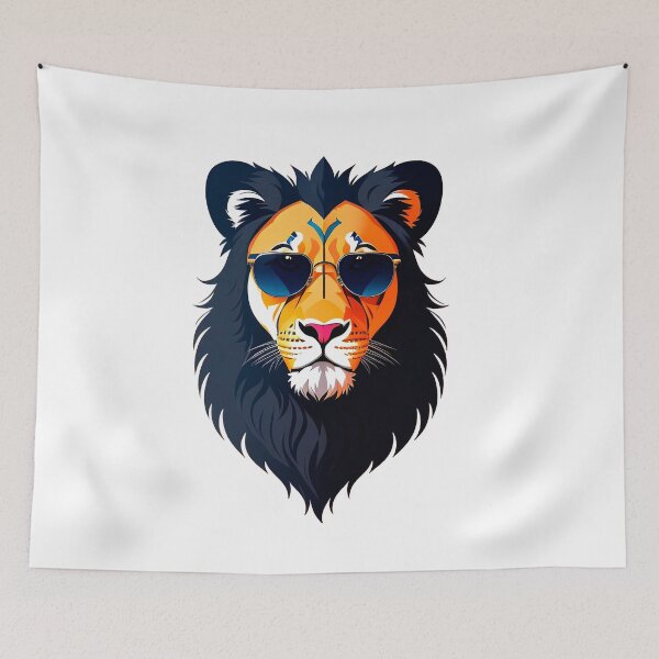 Item preview, Cool lion with black mane in sunglasses  designed and sold by Harmonysens.