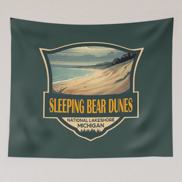 Item preview, Sleeping Bear Dunes National Lakeshore Travel Retro Badge designed and sold by KrisSidDesigns.