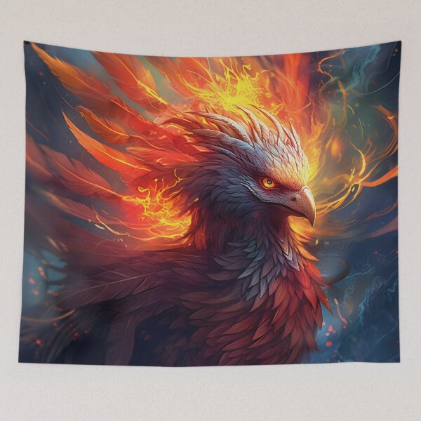 Item preview, Fiery Rebirth: The Mystical Power of the Phoenix in a Fire Illustration designed and sold by InsaneLEDP.