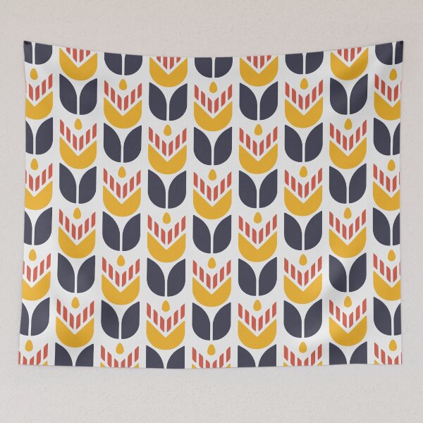 Item preview, KF 0032 F - Retro Vintage Tulip Flowers Minimalist 70s Modern Geometric Floral Pattern designed and sold by KhakiFinch.