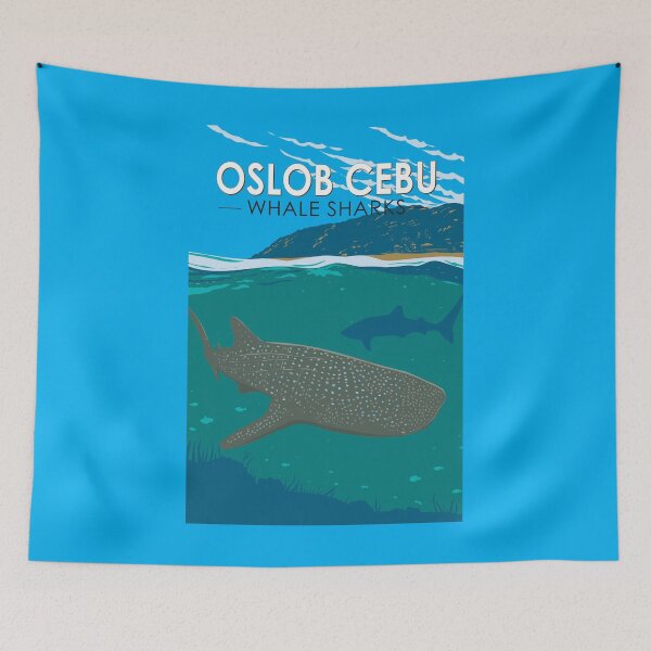 Item preview, Oslob Cebu Philippines Whale Shark Travel Art Vintage designed and sold by KrisSidDesigns.