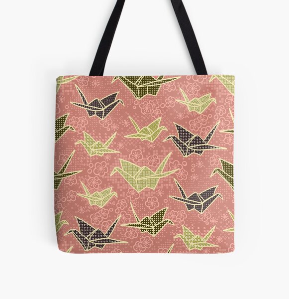 Red origami cranes on navy blue Tote Bag for Sale by Markéta