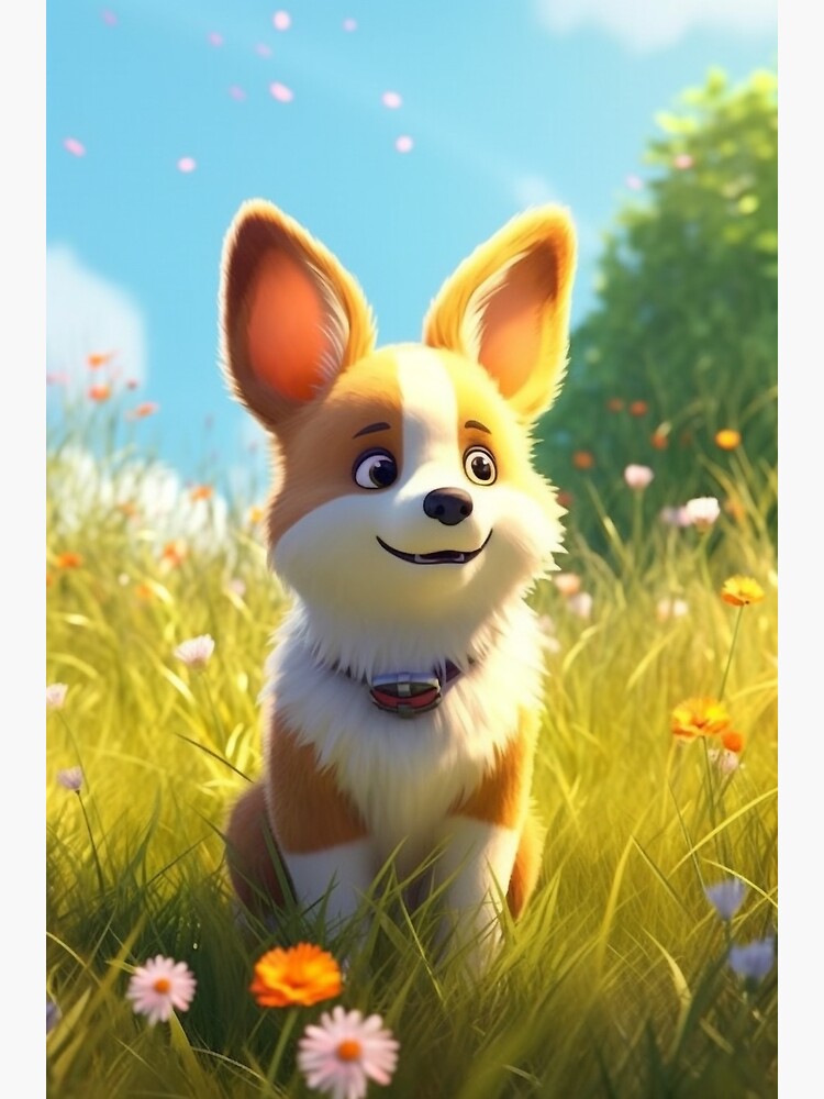 Cute corgi dog in pixar style