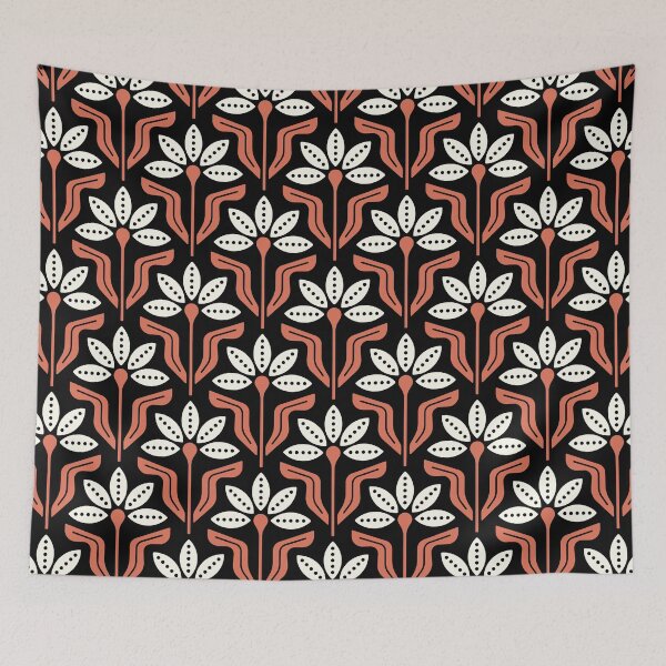 Item preview, KF 0033 F - Retro Vintage Flowers Minimalist 70s Modern Geometric Floral Pattern designed and sold by KhakiFinch.
