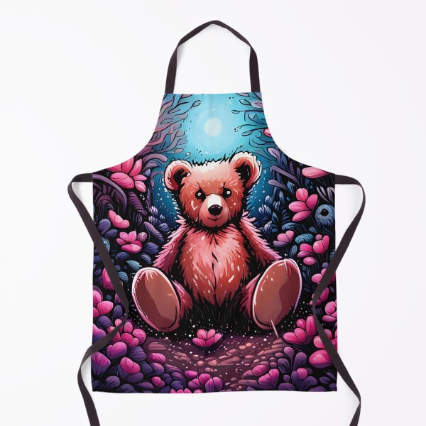 Artikelvorschau, Mit Blumen bedeckter Teddy in einem magischen Garten entworfen und verkauft von Colin Bentham.