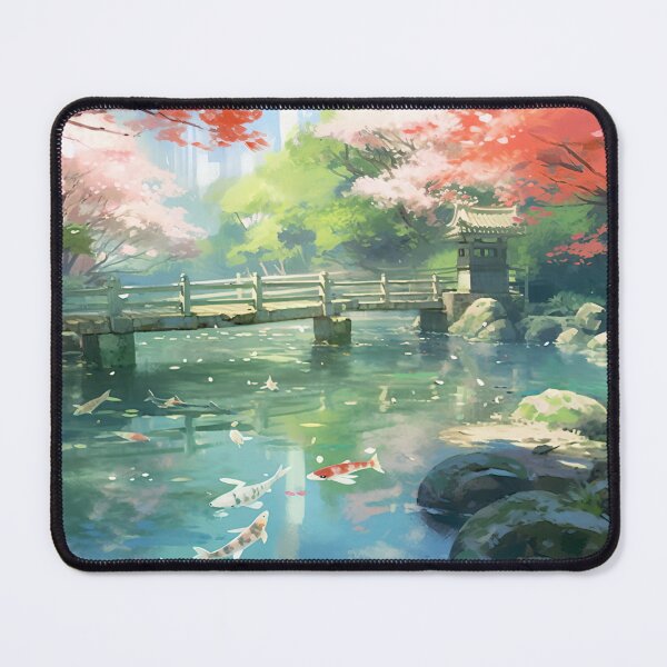 Item preview, Serene Japanese Garden Anime Art designed and sold by HeritageJapArt.