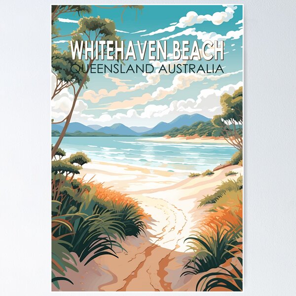 Item preview, Whitehaven Beach Queensland Australia Travel Art Vintage designed and sold by KrisSidDesigns.