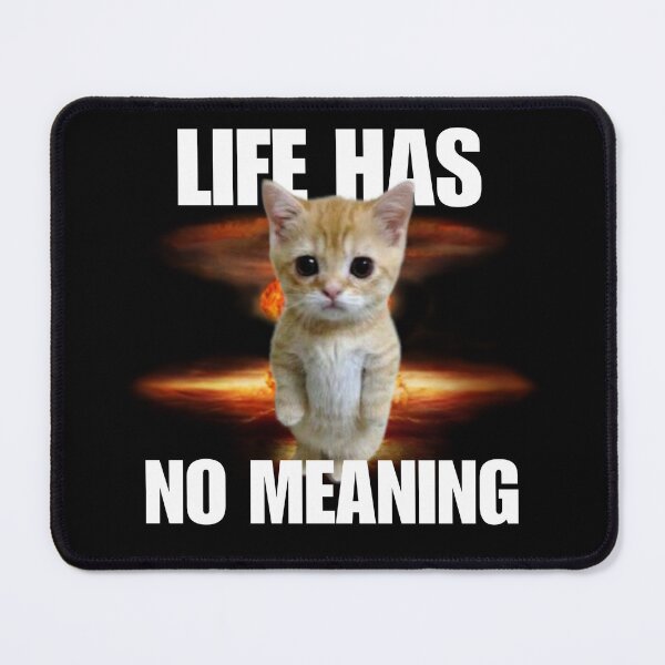 Item preview, Life has no meaning, funny standing cate meme, cute absurd humor. designed and sold by StylishPlatypus.