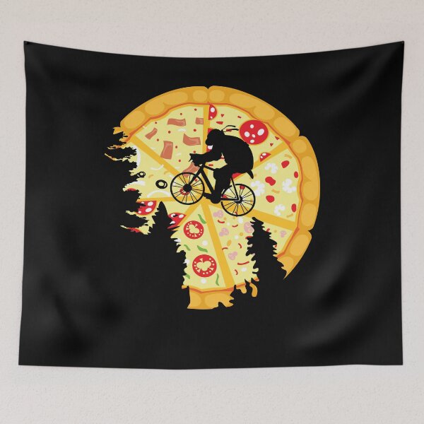 Item preview, Funny Pizza Moon with Flying Bike ET - Graphic For Pizza Fans, Kids and Adults designed and sold by Dungeon-Heaven.