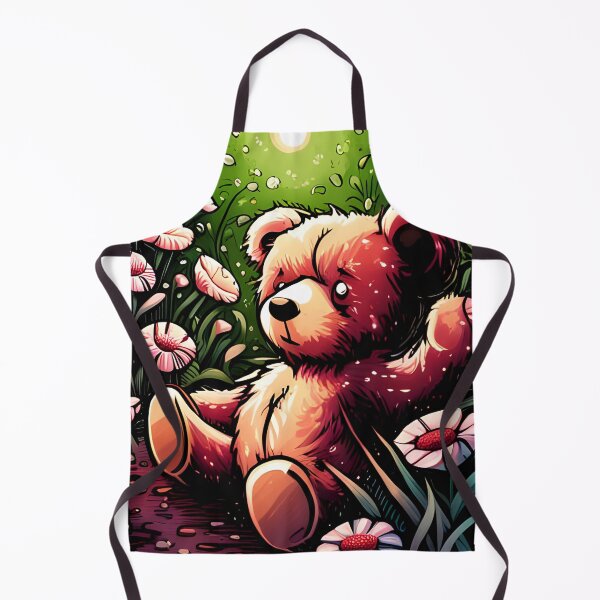 Artikelvorschau, Mit Blumen bedeckter Teddy in einem magischen Garten entworfen und verkauft von Colin Bentham.