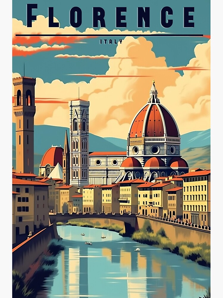 Florence Retro Travel Poster - Vintage Wall Art Poster by StrasserArt